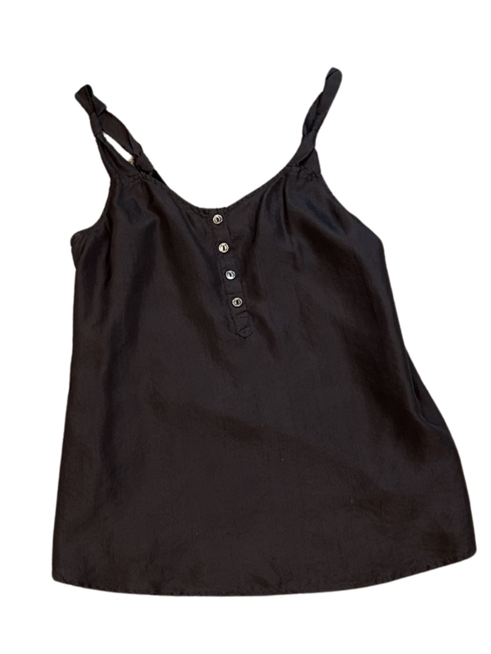 Lost April x Naked Zebra Silk Knot Strap Tank Top | Charcoal | Size S